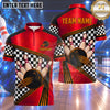 Maxcorners Bowling Racing Checkered Flag Grid Motion Lines Fast Speed Bowling Ball Strike Crashing Pins Multi Options Personalized Name, Team Name Unisex 3D Shirt (5 Colors)