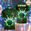 Maxcorners Bowling Galaxy Cosmic Nebula Energy Explosion Bowling Ball Strike Crashing Pins Multi Options Personalized Name, Team Name Unisex 3D Shirt (4 Colors)