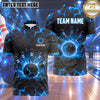 Maxcorners Bowling Cracked Stone Lava Electric Lightning Shockwave Bowling Ball Strike Crashing Pins Multi Options Personalized Name, Team Name Unisex 3D Shirt (4 Colors)