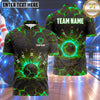 Maxcorners Bowling Cracked Stone Lava Electric Lightning Shockwave Bowling Ball Strike Crashing Pins Multi Options Personalized Name, Team Name Unisex 3D Shirt (4 Colors)