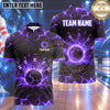 Maxcorners Bowling Cracked Stone Lava Electric Lightning Shockwave Bowling Ball Strike Crashing Pins Multi Options Personalized Name, Team Name Unisex 3D Shirt (4 Colors)