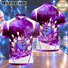 Maxcorners Bowling Ice Crystal Gemstones Frozen Glacier Burst Bowling Ball Strike Crashing Pins Multi Options Personalized Name, Team Name Unisex 3D Shirt (4 Colors)