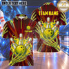 Maxcorners Bowling Skeleton Bone Hand Claw Flame Aura Bowling Ball Strike Crashing Pins Multi Options Personalized Name, Team Name Unisex 3D Shirt (4 Colors)