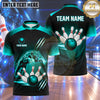 Maxcorners Bowling Fierce Panther Pouncing Lightning Electric Claw Marks Bowling Ball Strike Crashing Pins Multi Options Personalized Name, Team Name Unisex 3D Shirt (4 Colors)
