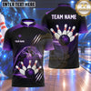 Maxcorners Bowling Fierce Panther Pouncing Lightning Electric Claw Marks Bowling Ball Strike Crashing Pins Multi Options Personalized Name, Team Name Unisex 3D Shirt (4 Colors)