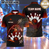 Maxcorners Bowling Fierce Panther Pouncing Lightning Electric Claw Marks Bowling Ball Strike Crashing Pins Multi Options Personalized Name, Team Name Unisex 3D Shirt (4 Colors)
