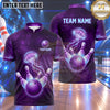 Maxcorners Bowling Glowing Jellyfish Galaxy Cosmic Space Floating Bowling Ball Strike Crashing Pins Multi Options Personalized Name, Team Name Unisex 3D Shirt (4 Colors)