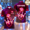 Maxcorners Bowling Glowing Jellyfish Galaxy Cosmic Space Floating Bowling Ball Strike Crashing Pins Multi Options Personalized Name, Team Name Unisex 3D Shirt (4 Colors)