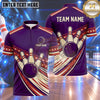 Maxcorners Bowling Patriotic Stars Stripes Racing Motion Lines Bowling Ball Strike Crashing Pins Multi Options Personalized Name, Team Name Unisex 3D Shirt (4 Colors)