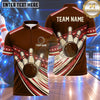 Maxcorners Bowling Patriotic Stars Stripes Racing Motion Lines Bowling Ball Strike Crashing Pins Multi Options Personalized Name, Team Name Unisex 3D Shirt (4 Colors)