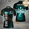 Maxcorners Electronic Light Bowling Ball & Pins Personalized Name, Team Name 3D Polo Shirt (4 Colors)