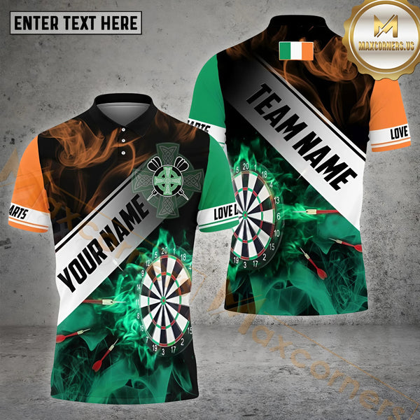 Maxcorners Darts Ireland Flag Darts Pattern Dartboard Personalized Name 3D Shirt