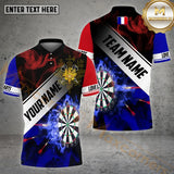 Maxcorners Darts France Flag Darts Pattern Dartboard Personalized Name 3D Shirt