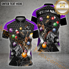 Maxcorners Billiards Skull Gunslinger Ver 2 Multicolor Options Personalized Name, Team Name 3D Shirt (4 Colors)
