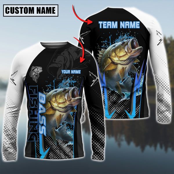 Maxcorner Bass Fishing The Fury Of Thunder Pattern Personalized 3D Long Sleeve Shirt