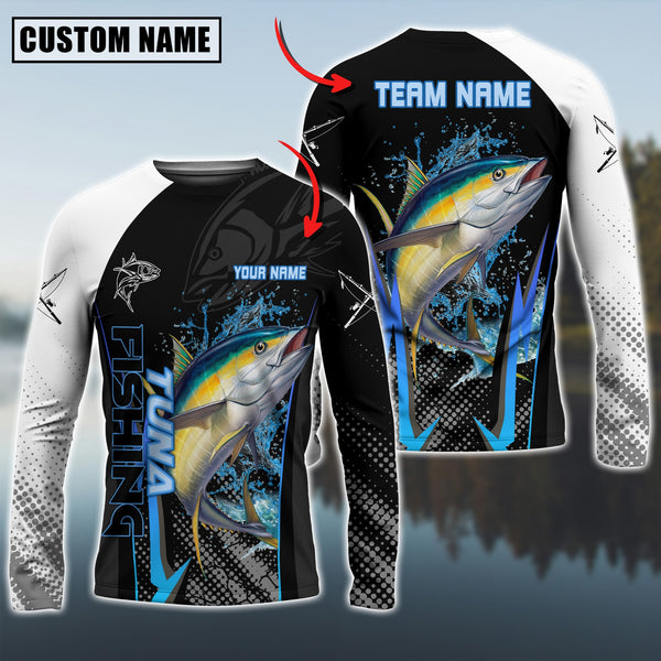 Maxcorner Tuna Fishing The Fury Of Thunder Pattern Personalized 3D Long Sleeve Shirt