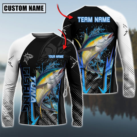 Maxcorner Tuna Fishing The Fury Of Thunder Pattern Personalized 3D Long Sleeve Shirt