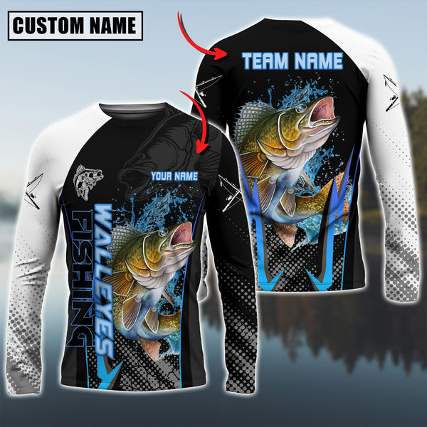 Maxcorner Walleye Fishing The Fury Of Thunder Pattern Personalized 3D Long Sleeve Shirt