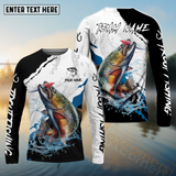 Maxcorners Trout Fishing Black White Water Pattern Sport Custom Name & Team Name 3D Shirts