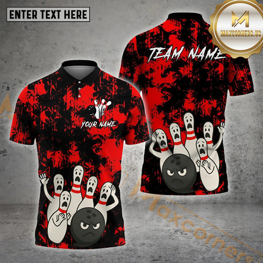 Maxcorners Bowling Scared Pins Chaos Multicolor Options Personalized Name, Team Name 3D Shirt (4 Colors)