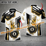Maxcorners Billiard Ball 8 Premium Line Smoke Pattern Multicolor Options Personalized Name, Team Name 3D Polo Shirt (4 Colors)