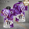 Maxcorners Funny Bowling Ball & Pins Personalized Name, Team Name 3D Polo Shirt (4 Colors)