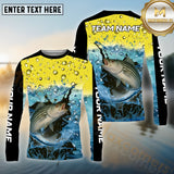 Maxcorners Striped Bass Fishing Aqua Surge Pattern Sport Jersey Personalized Name, Team Name Long Sleeve Shirt