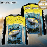 Maxcorners Tuna Fishing Aqua Surge Pattern Sport Jersey Personalized Name, Team Name Long Sleeve Shirt