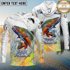 Maxcorners Trout Fishing Golden Line Skinfish Pattern Sport Custom Name & Team Name 3D Shirts