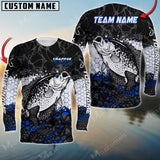 Maxcorner Crappie Fishing Jersey Black&Blue Pattern Personalized 3D Long Sleeve Shirt