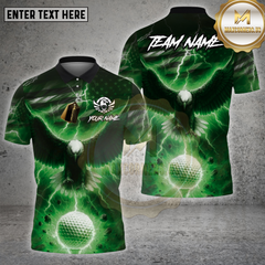 Maxcorners Golf Shirt Lightning Strike Eagle Golf Shirt, Customized Name & Team Name 3D Shirts (4 Colors)