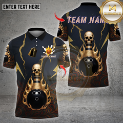 Maxcorners Bowling Metal Skull Bowling  Multioptions Personalized Name, Team Name Unisex 3D Shirt (4 Colors)
