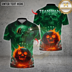 Maxcorners Bowling Flame Skull Bowling Design Multioptions Personalized Name, Team Name Unisex 3D Shirt (4 Colors)