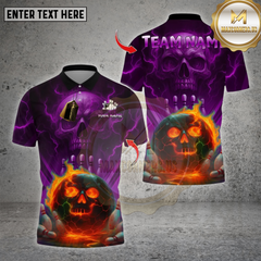 Maxcorners Bowling Flame Skull Bowling Design Multioptions Personalized Name, Team Name Unisex 3D Shirt (4 Colors)