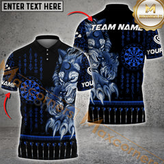 Maxcorners Darts Viking Wolf Dartboard Personalized Name, Team Name 3D Polo Shirt (4 Colors)