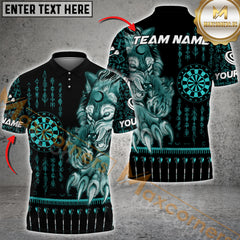 Maxcorners Darts Viking Wolf Dartboard Personalized Name, Team Name 3D Polo Shirt (4 Colors)
