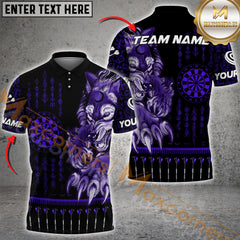 Maxcorners Darts Viking Wolf Dartboard Personalized Name, Team Name 3D Polo Shirt (4 Colors)