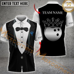 Maxcorners Bowling Tuxedo Gentlemen Jersey Personalized Name, Team Name 3D Shirt (4 colors)