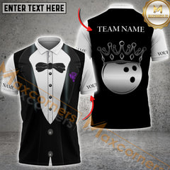 Maxcorners Bowling Tuxedo Gentlemen Jersey Personalized Name, Team Name 3D Shirt (4 colors)