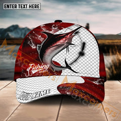 Maxcorners Marlin Fishing Red Dark Pattern Sport Pattern Personalized Name 3D Cap MT133