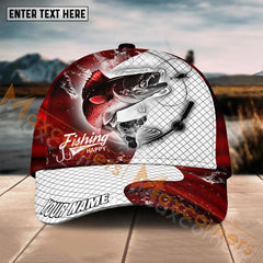 Maxcorners Walleye Fishing Red Dark Pattern Sport Pattern Personalized Name 3D Cap MT133