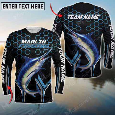 Maxcorner Marlin Fishinng Personalized 3D Long Sleeve Shirt