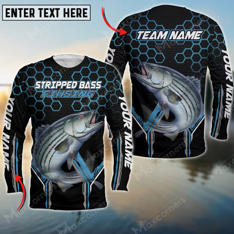 Maxcorner Stripped Bass Fishinng Personalized 3D Long Sleeve Shirt