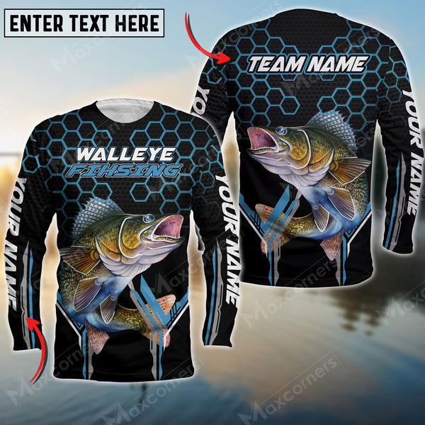 Maxcorner Walleye Fishinng Personalized 3D Long Sleeve Shirt