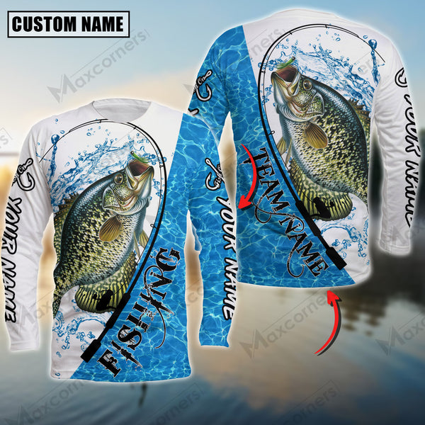 Maxcorner Crappie Fishing Pattern Water  Personalized 3D Long Sleeve Shirt