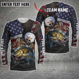 Maxcorner Large Mouth Bass Fishing Eagle US Flag Personalized 3D Long Sleeve Shirt