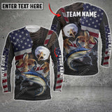 Maxcorner Marlin Fishing Eagle US Flag Personalized 3D Long Sleeve Shirt