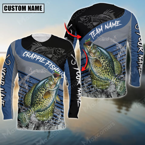 Maxcorner Crappie Fishing Skeleton Personalized 3D Long Sleeve Shirt