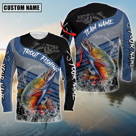 Maxcorner Trout Fishing Skeleton Personalized 3D Long Sleeve Shirt