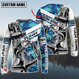 Maxcorner Tuna Fishing Jersey Sun Protection Sea Camo Pattern Personalized Name And Team Name Long Sweat Shirt